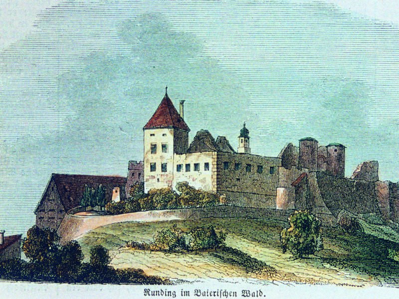 1851, Ansicht der Burg von Westen, Kolorierter Holzstich. Quelle: Leipziger Illustrierte Zeitung